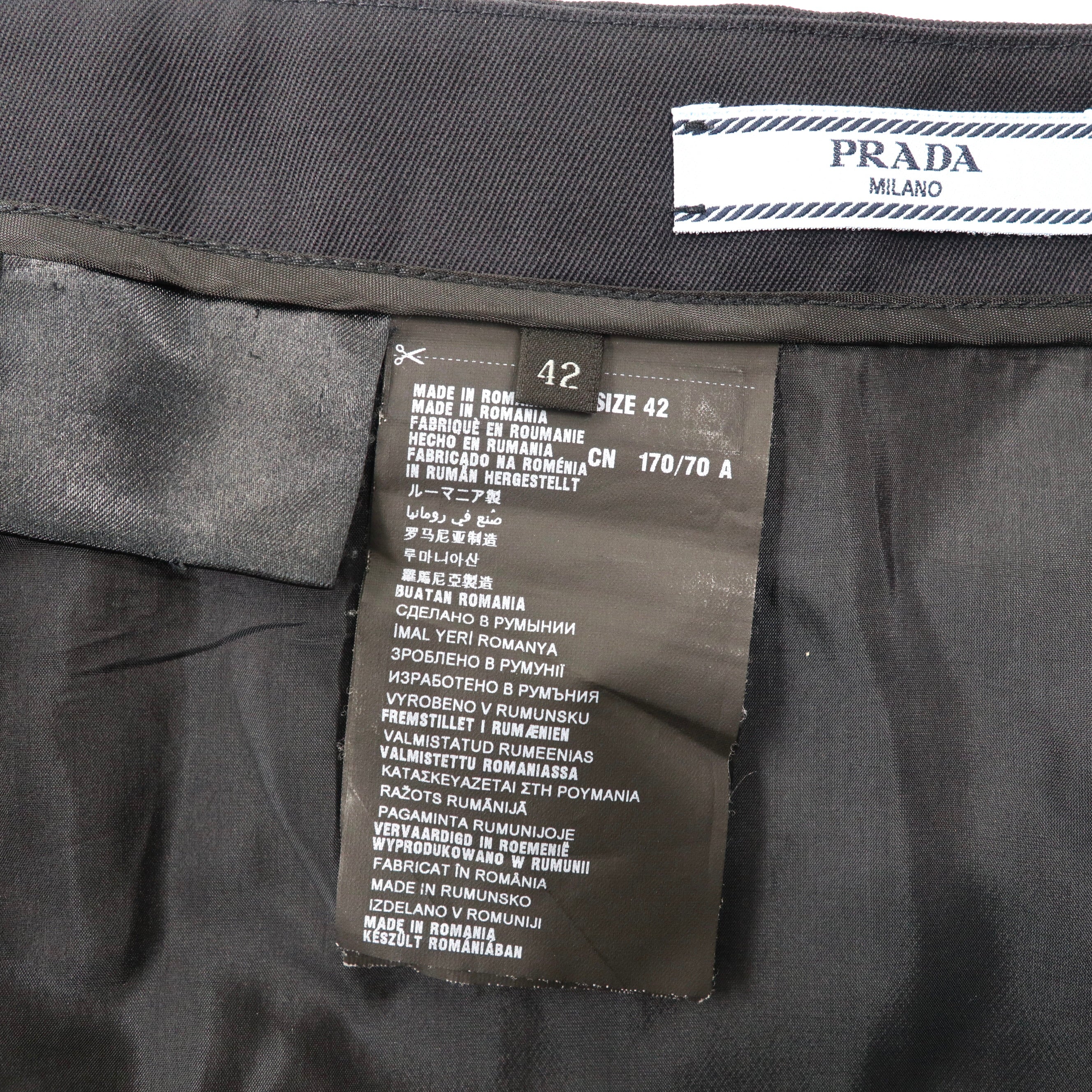 PRADA gonna a tubino 42 blu scuro misto lana e seta made in Romania