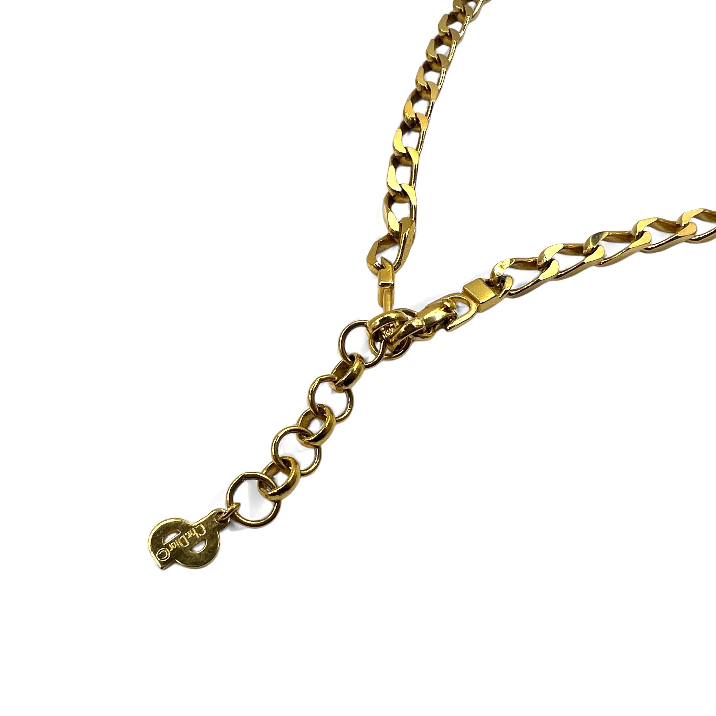 Christian Dior Germania Vintage Collana a catena a maglia barbazzale 2 vie Bracciale a 2 file placcato oro Logo GERMANY inciso