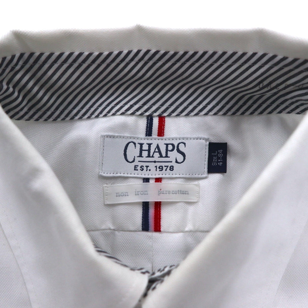 CHAPS オックスフォード ボタンダウンシャツ L ホワイト NON IRON PURE COTTON