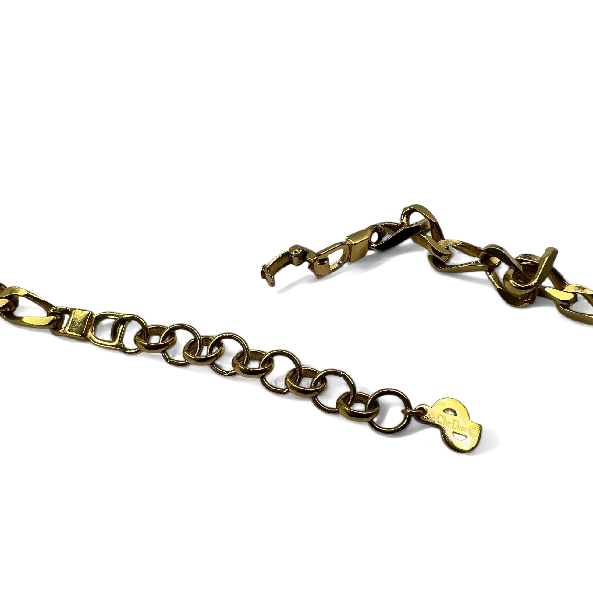 Christian Dior Germania Vintage Collana a catena a maglia barbazzale 2 vie Bracciale a 2 file placcato oro Logo GERMANY inciso