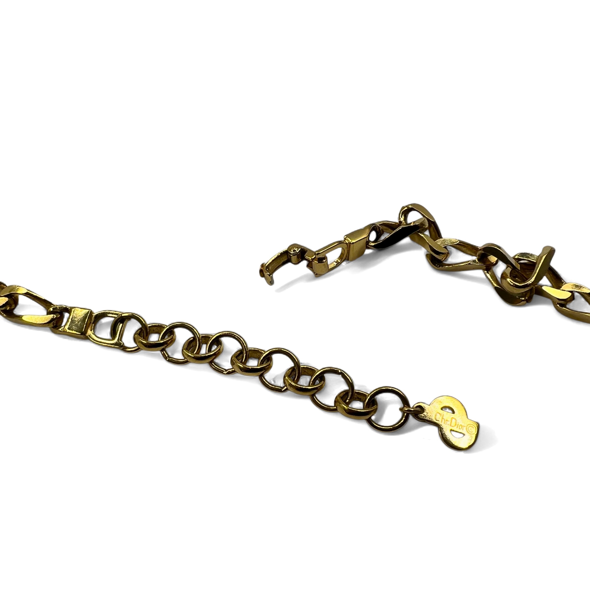 Christian Dior Germania Vintage Collana a catena a maglia barbazzale 2 vie Bracciale a 2 file placcato oro Logo GERMANY inciso