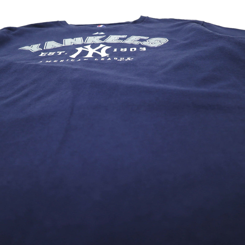 majestic ベースボール プリント Tシャツ L ネイビー MLB NEWYORK YANKEES ホンジュラス製