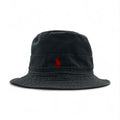 Polo by Ralph Lauren Cappello a secchiello anni '90, taglia M, nero, cotone, ricamo piccolo cavallino