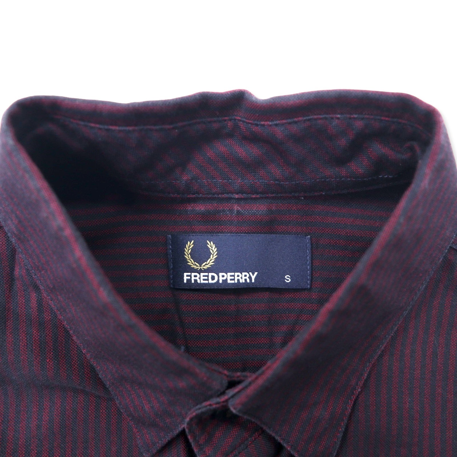 FRED PERRY Camicia button-down S bordeaux a righe in cotone con logo ricamato M2559