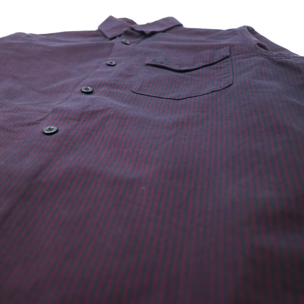 FRED PERRY ボタンダウンシャツ S ボルドー ストライプ コットン ワンポイントロゴ刺繍 M2559