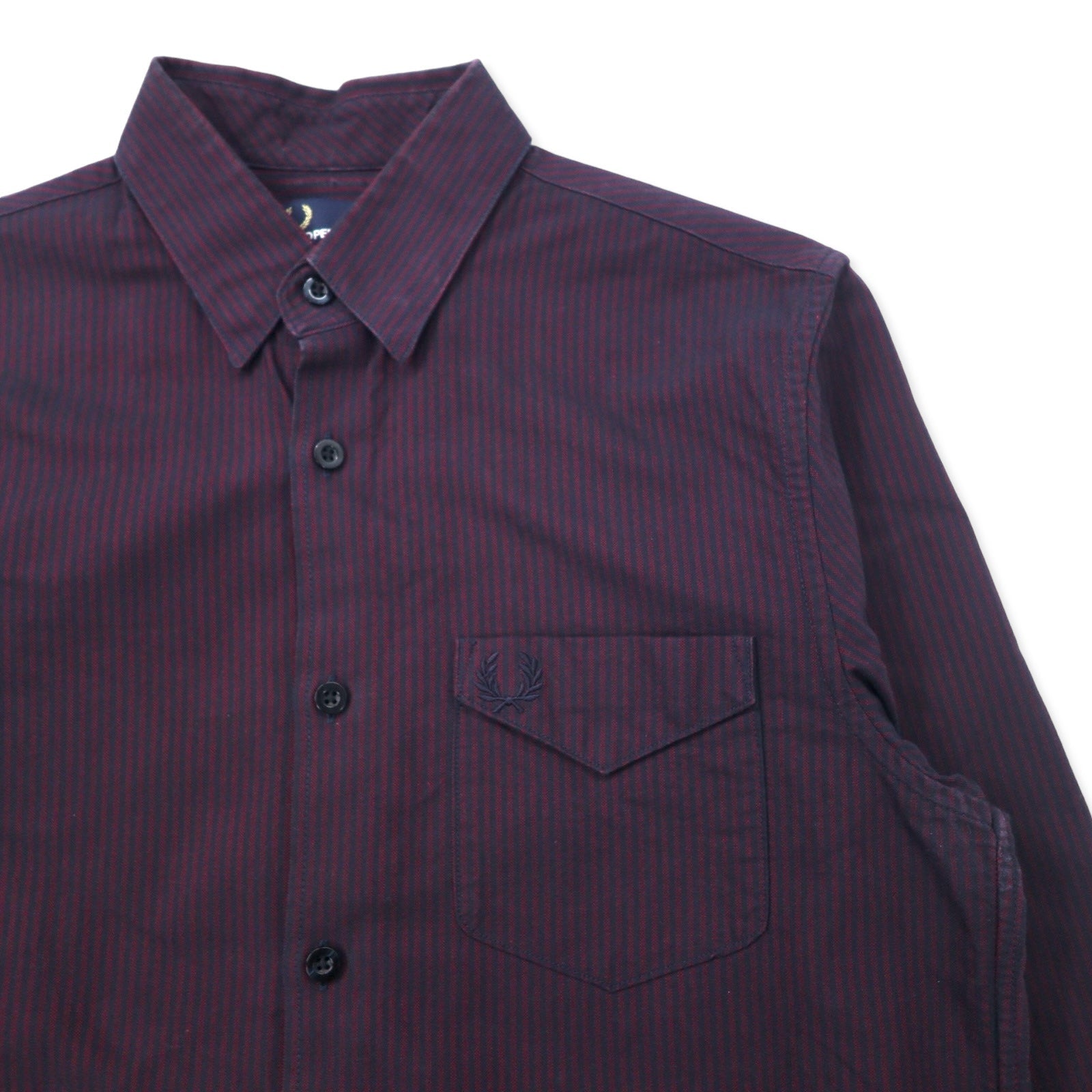 FRED PERRY Camicia button-down S bordeaux a righe in cotone con logo ricamato M2559