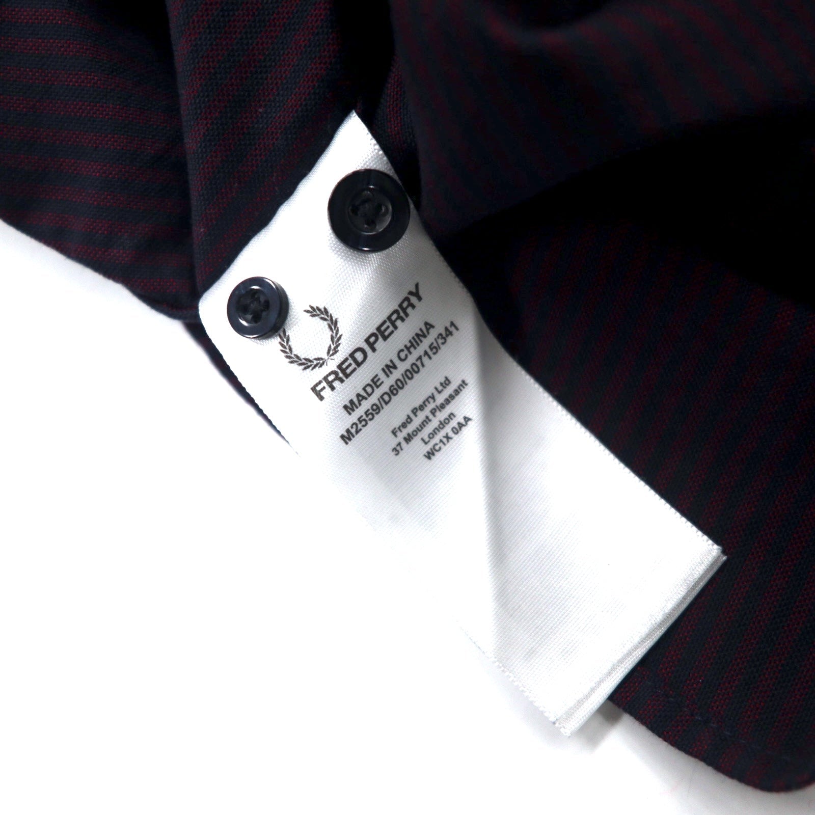 FRED PERRY Camicia button-down S bordeaux a righe in cotone con logo ricamato M2559