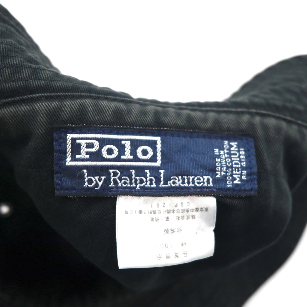 Polo by Ralph Lauren Cappello a secchiello anni '90, taglia M, nero, cotone, ricamo piccolo cavallino