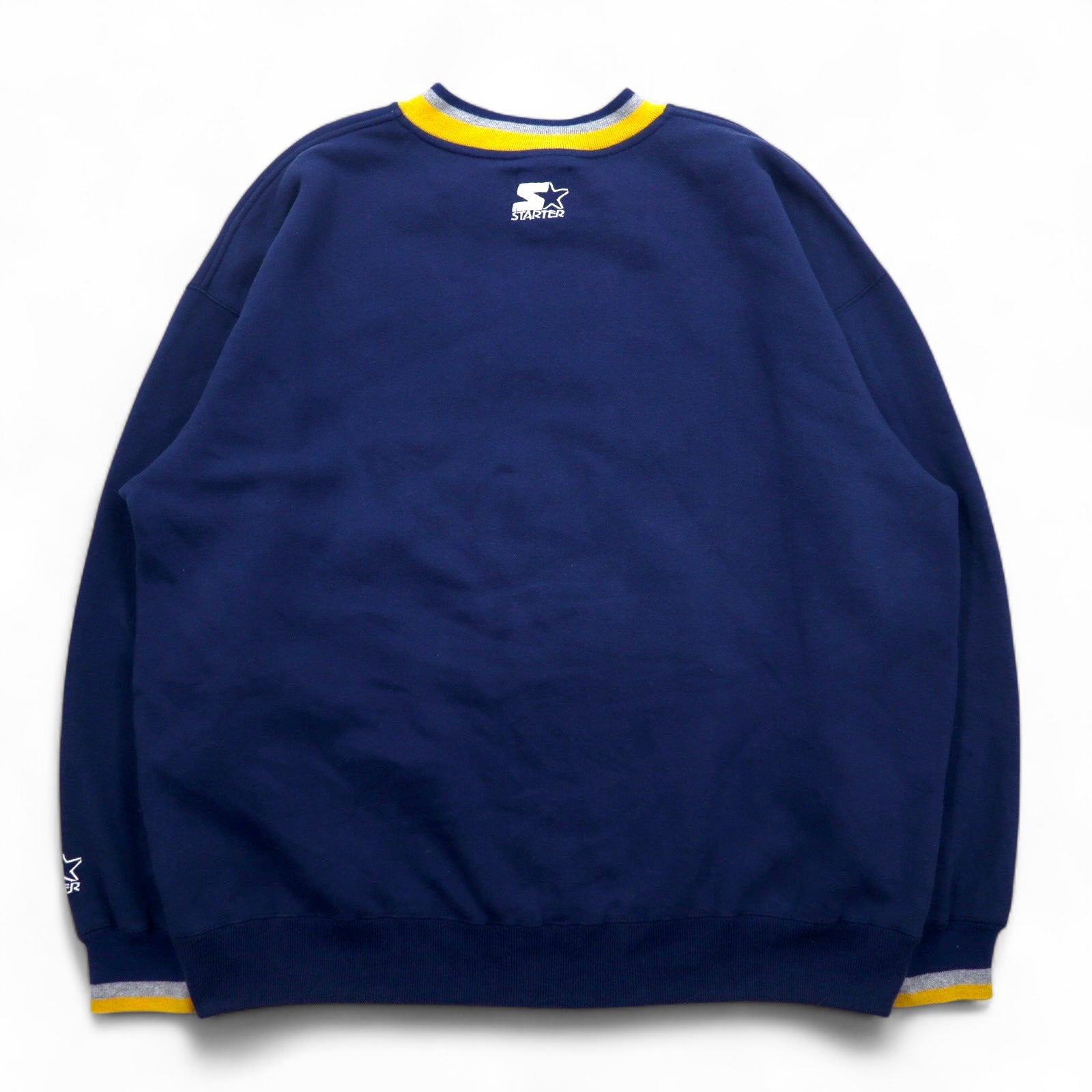 STARTER Anni '90 College Ricamato Ribbed Felpa XL Blu Scuro MICHIGAN