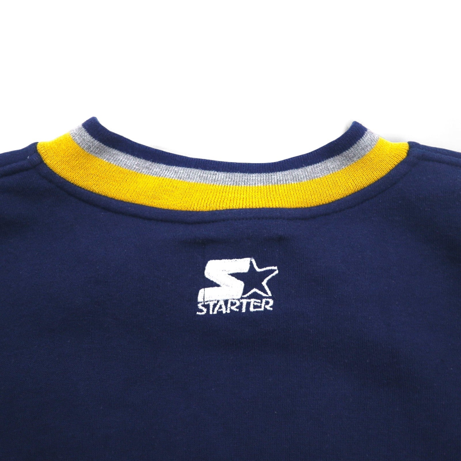 STARTER Anni '90 College Ricamato Ribbed Felpa XL Blu Scuro MICHIGAN