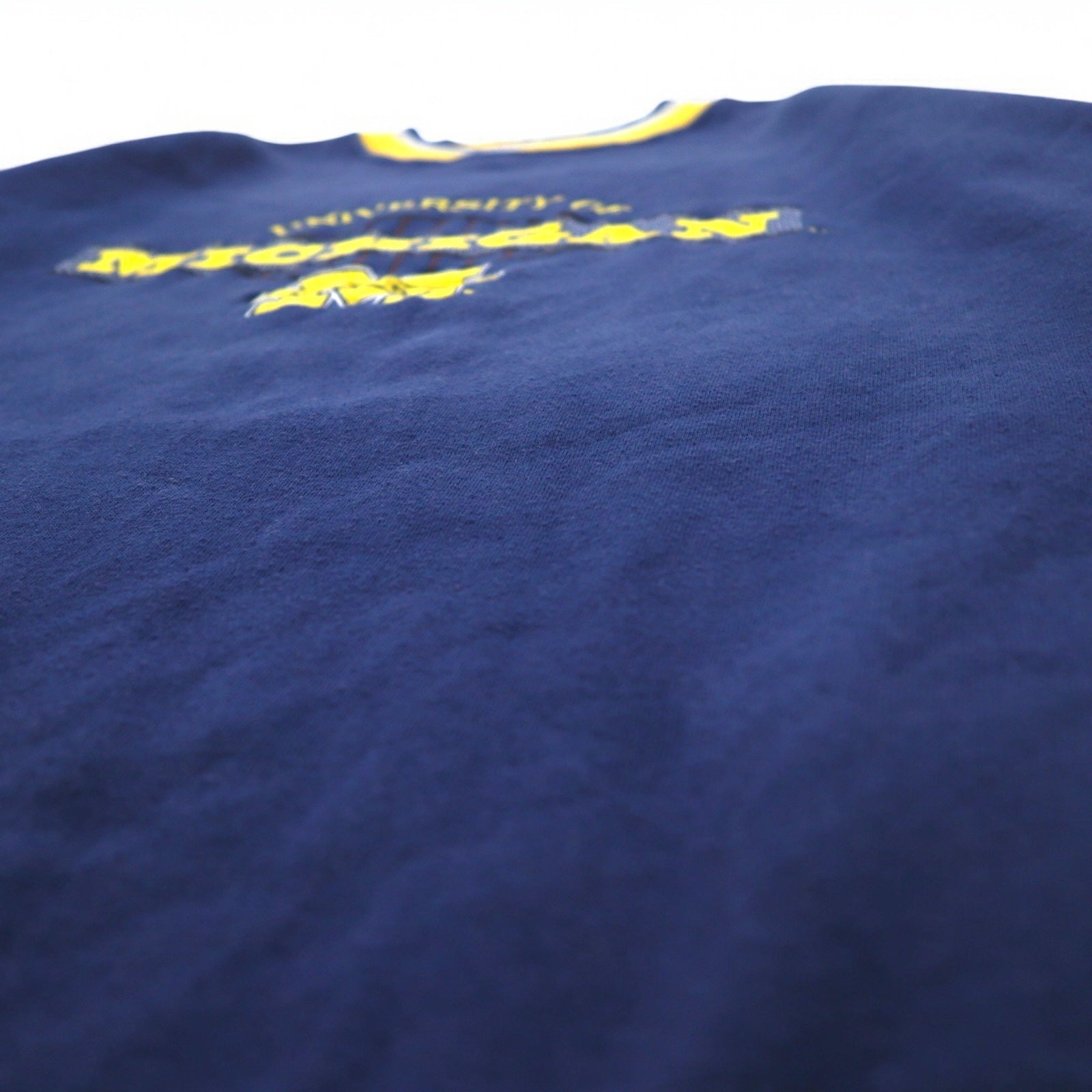 STARTER Anni '90 College Ricamato Ribbed Felpa XL Blu Scuro MICHIGAN