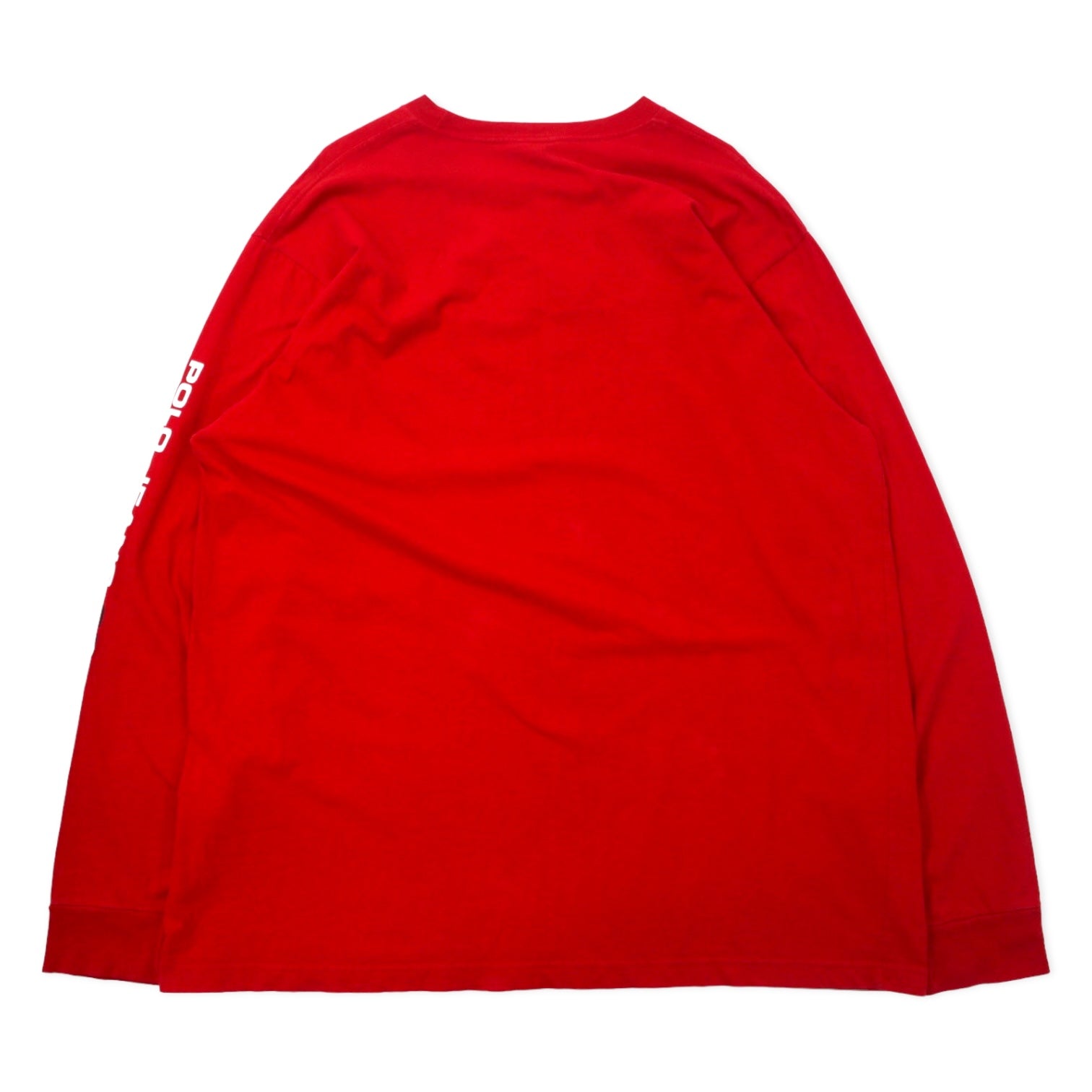 POLO JEANS CO. RALPH LAUREN T-shirt a maniche lunghe con stampa logo, taglia 3XT, colore rosso, in cotone, logo sulle maniche, taglia grande, Made in Messico