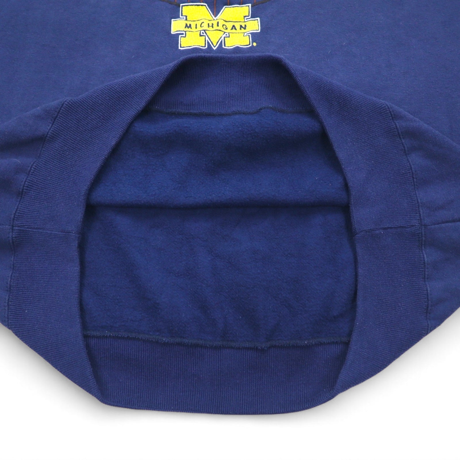 STARTER Anni '90 College Ricamato Ribbed Felpa XL Blu Scuro MICHIGAN