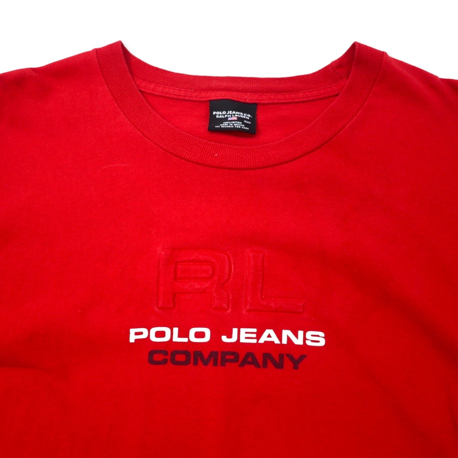 POLO JEANS CO. RALPH LAUREN T-shirt a maniche lunghe con stampa logo, taglia 3XT, colore rosso, in cotone, logo sulle maniche, taglia grande, Made in Messico