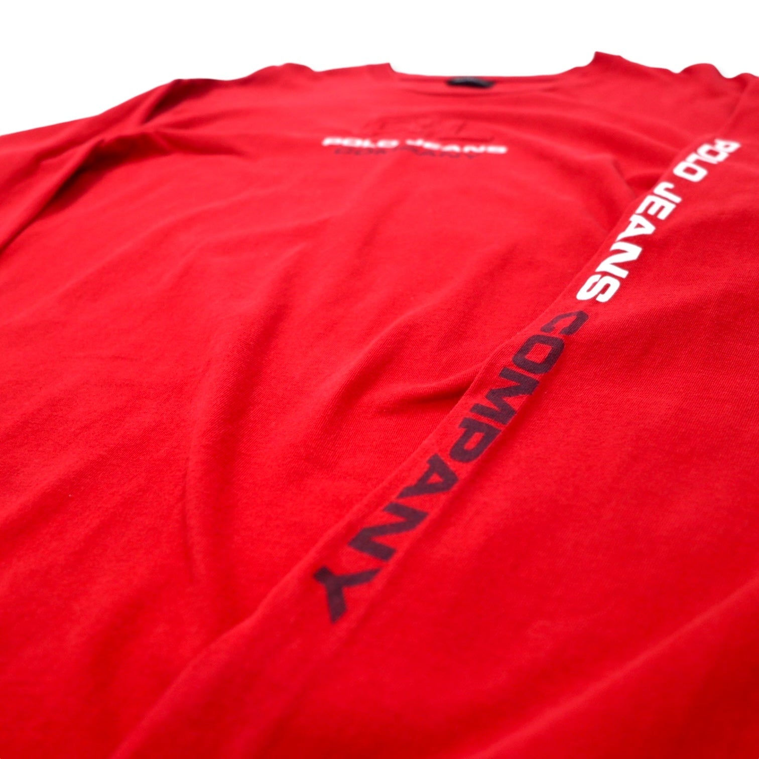 POLO JEANS CO. RALPH LAUREN T-shirt a maniche lunghe con stampa logo, taglia 3XT, colore rosso, in cotone, logo sulle maniche, taglia grande, Made in Messico