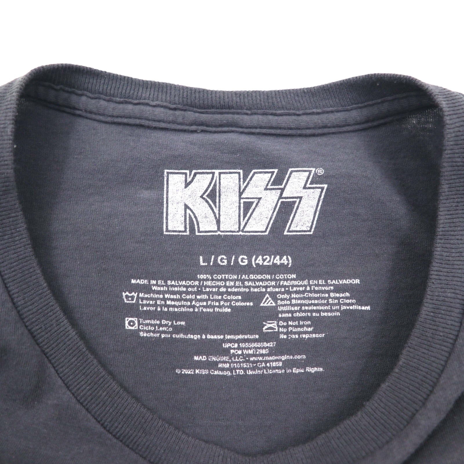 KISS Rock Band T-shirt L Grigio Cotone ROCK AND ROLL ALL NITE