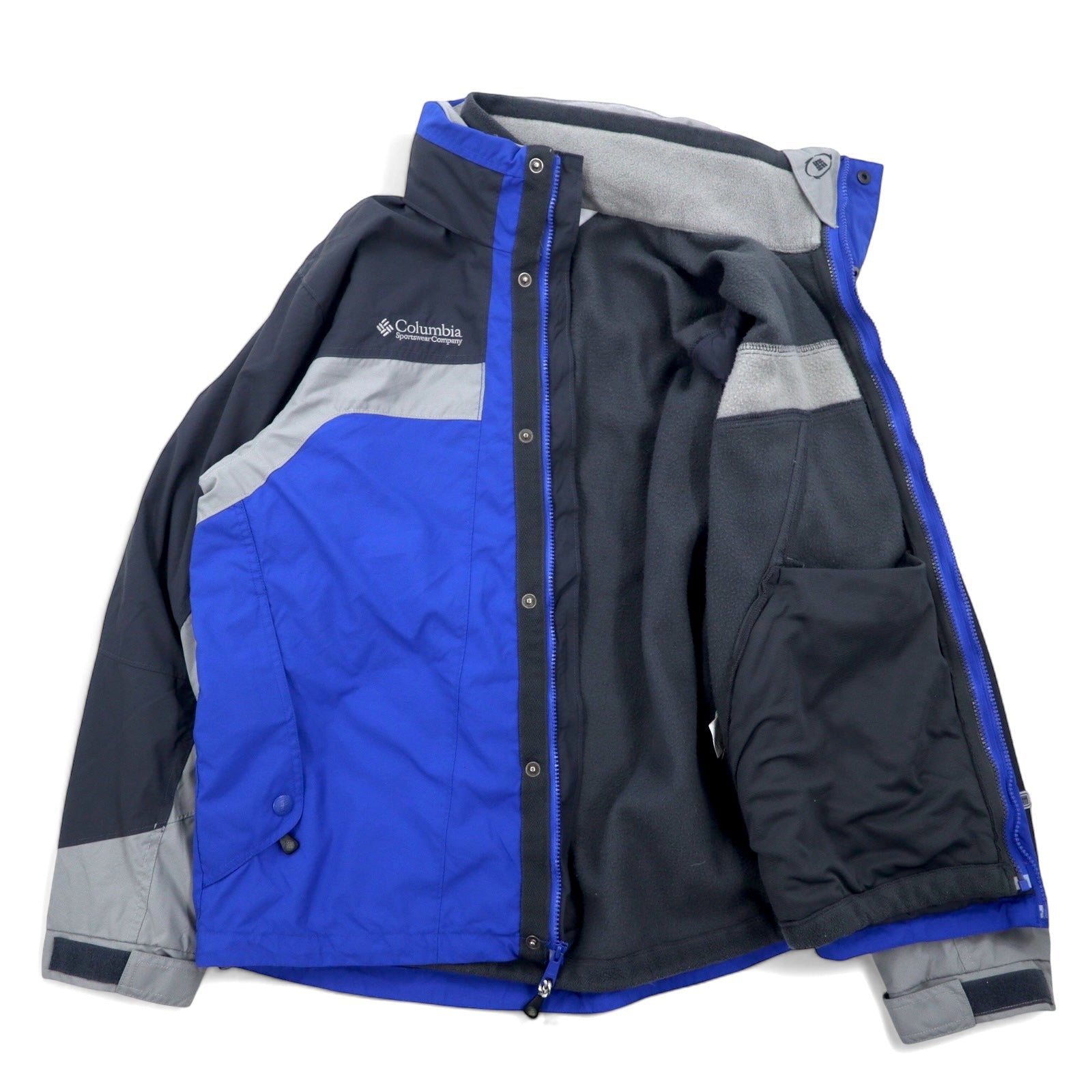 Columbia Giacca a vento 3 VIE M Blu Nylon Fodera in pile Cappuccio ripiegabile Logo ricamato Bugaboo Fabbricato in Sri Lanka