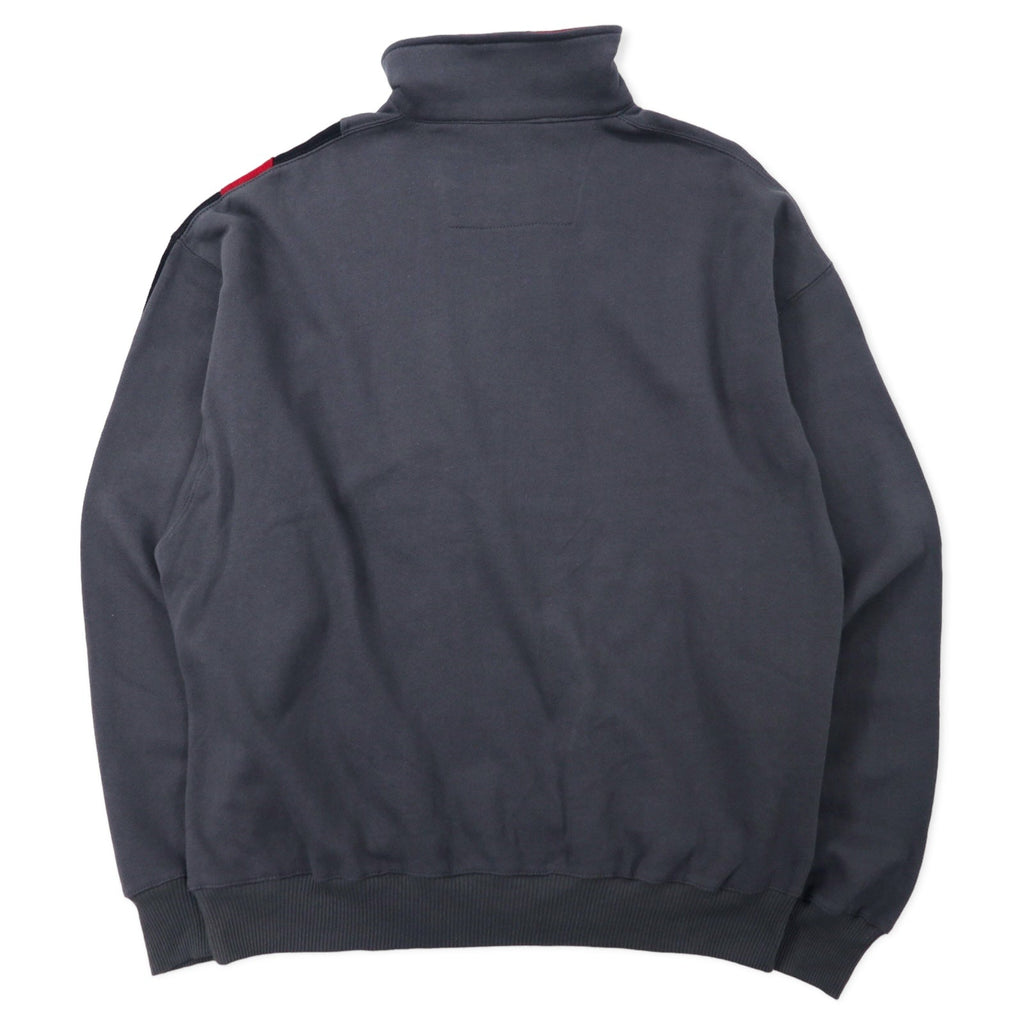Felpa JERZEES mezza zip, taglia XL, grigia, cotone, oversize.