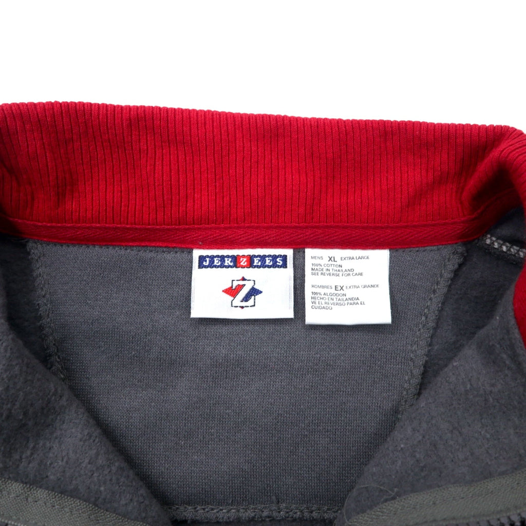 Felpa JERZEES mezza zip, taglia XL, grigia, cotone, oversize.