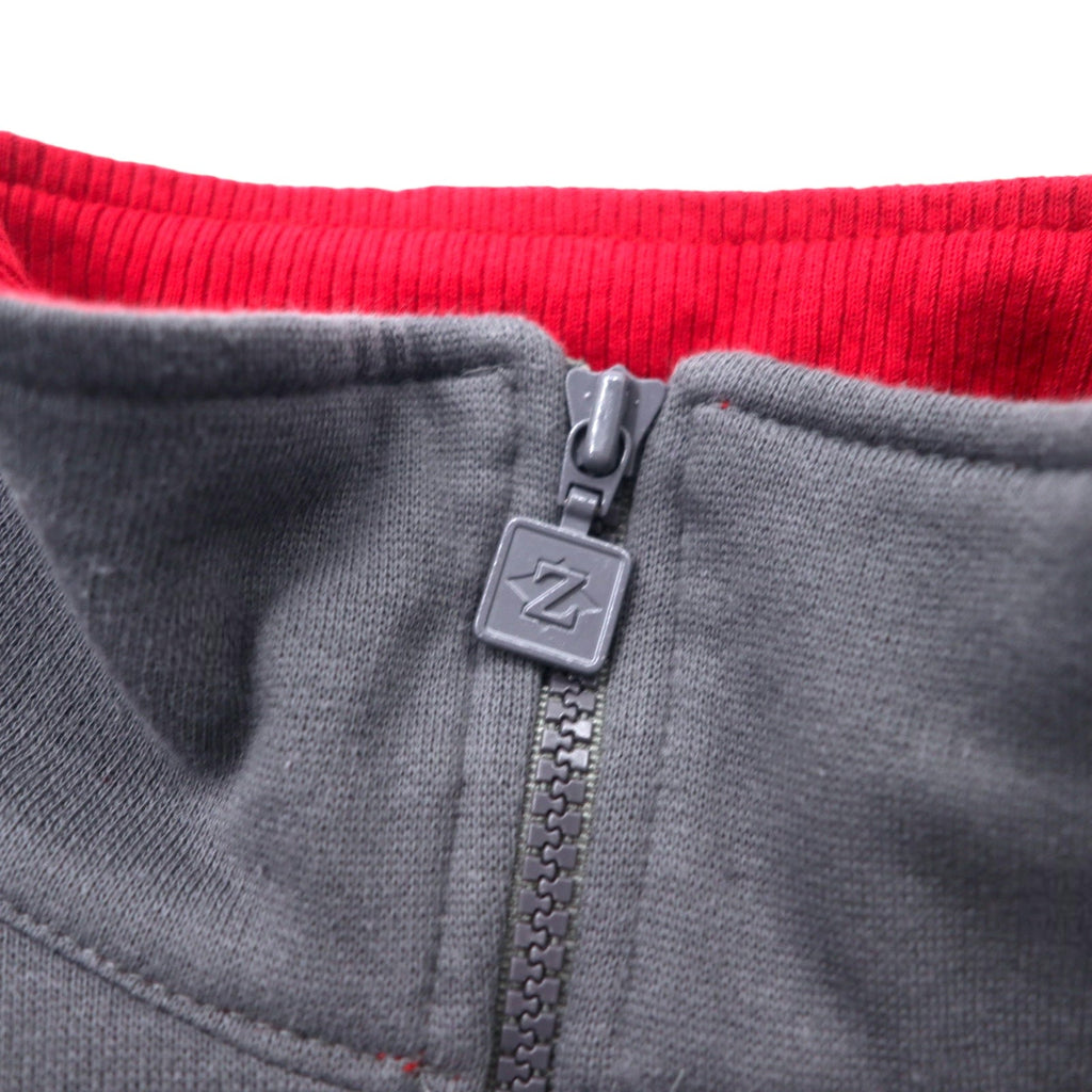 Felpa JERZEES mezza zip, taglia XL, grigia, cotone, oversize.