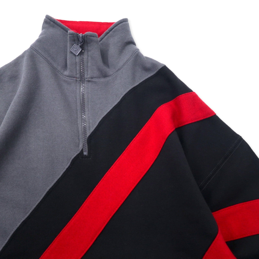 Felpa JERZEES mezza zip, taglia XL, grigia, cotone, oversize.