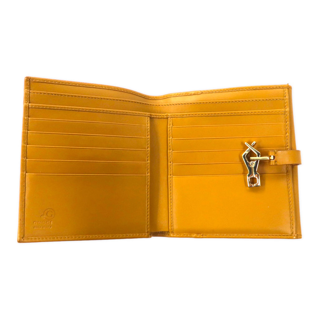 GUCCI Portafoglio a due ante con doppio gancio Jacky beige, pelle scamosciata, 035 2140 2169, made in Italy, articolo non utilizzato