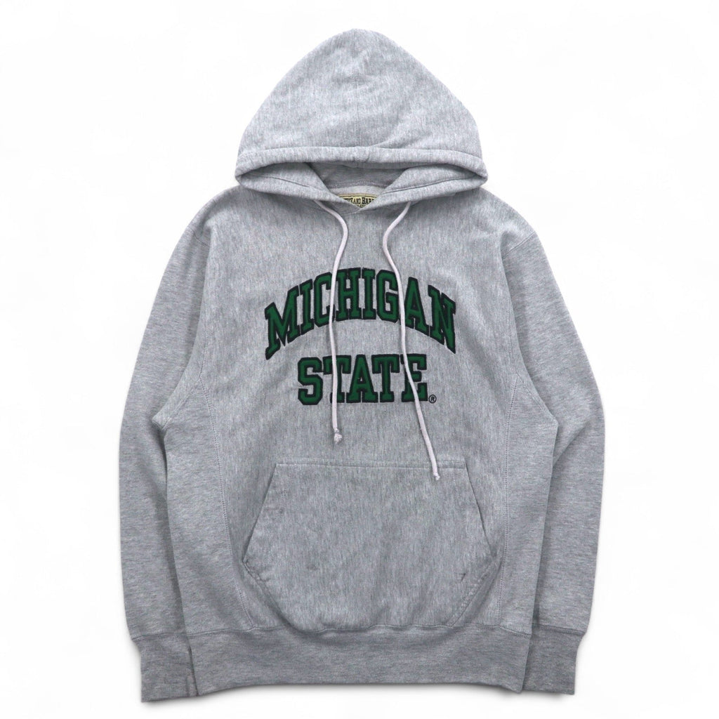 STEVE AND BARRY'S 90年代 リバースウィーブ プルオーバー パーカー XS グレー MICHIGAN STATE アーチロゴ