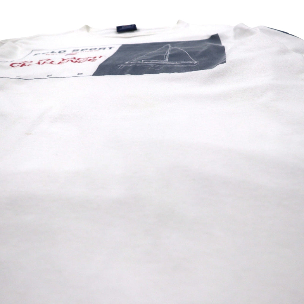 POLO SPORT RALPH LAUREN 90年代 USA製 ロングスリーブ Tシャツ ロンT XL ホワイト 12M. YACHT CHALLENGE 袖プリント