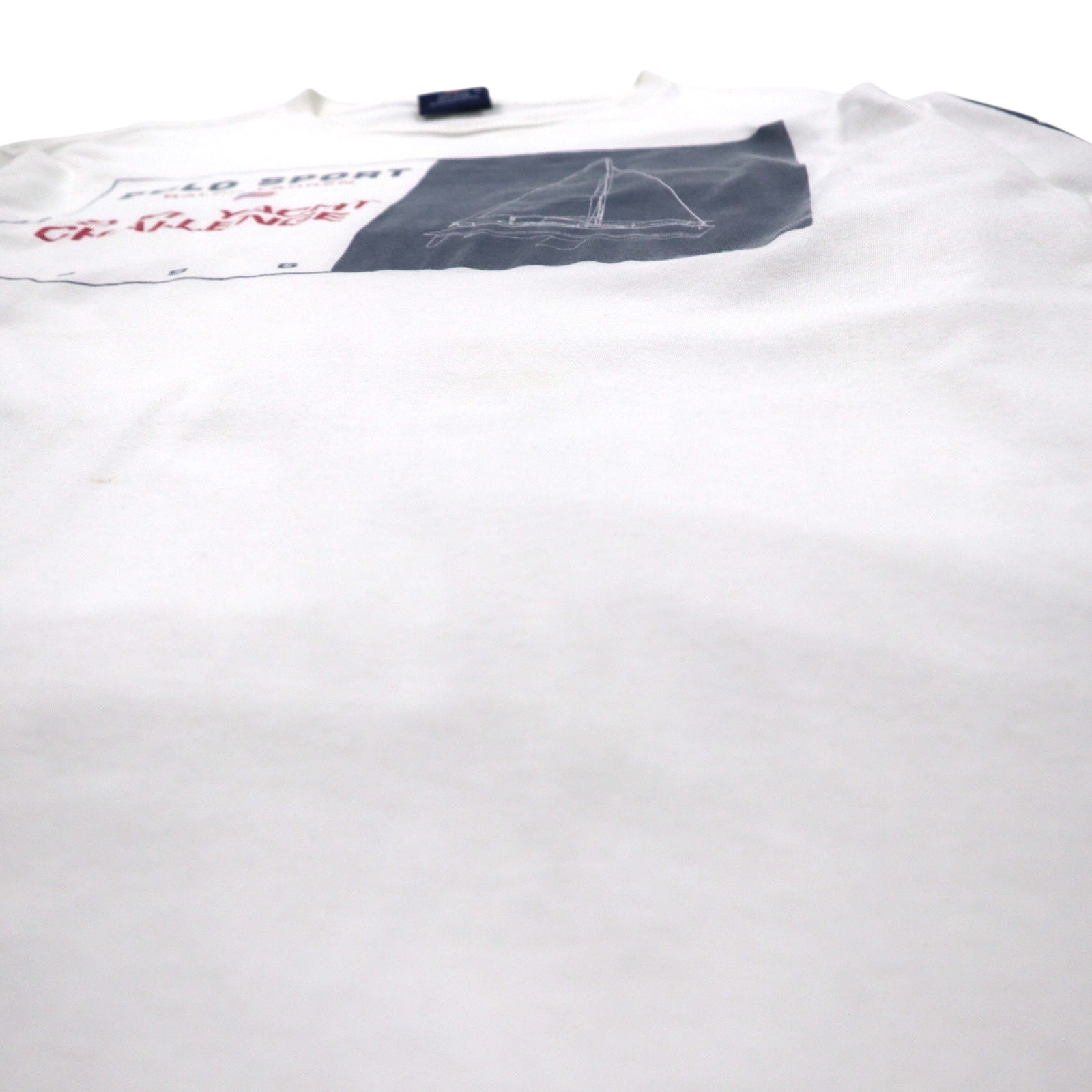 POLO SPORT RALPH LAUREN 90年代 USA製 ロングスリーブ Tシャツ ロンT XL ホワイト 12M. YACHT CHALLENGE 袖プリント