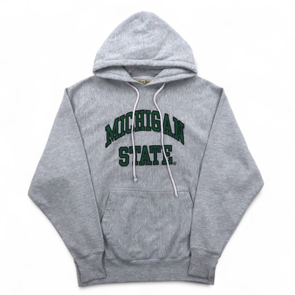 STEVE AND BARRY'S 90年代 リバースウィーブ プルオーバー パーカー XS グレー MICHIGAN STATE アーチロゴ