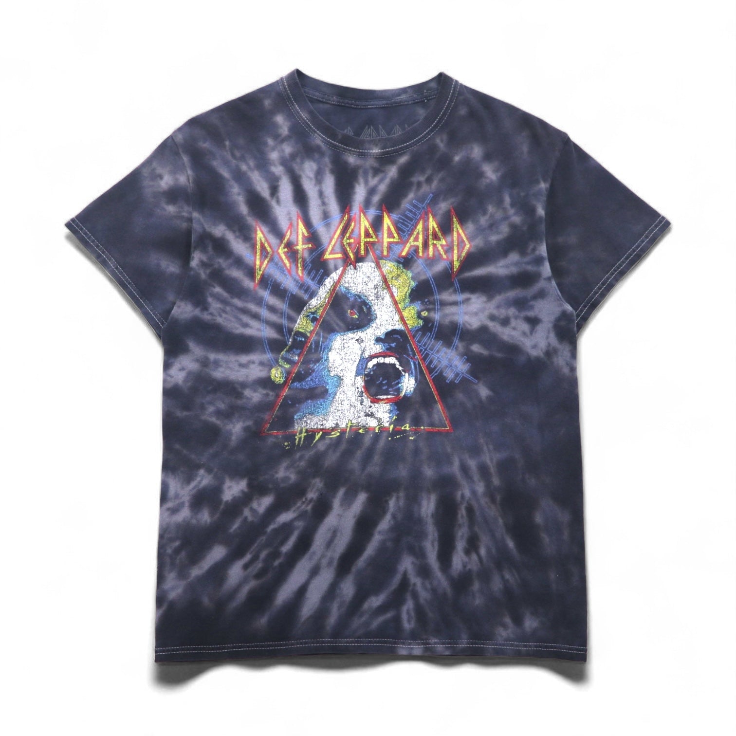 DEF LEPPARD Def Leppard T-shirt da gruppo rock M grigio tie-dye candeggiato Hysteria