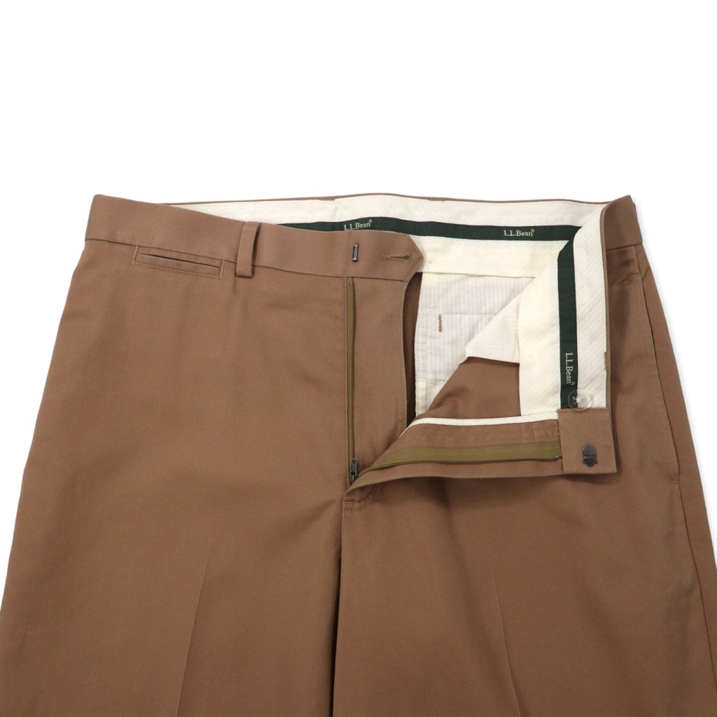 L.L.Bean Pantaloni Chino con Pieghe Centrali 34 Beige Twill di Cotone Vestibilità Naturale Antirughe Antistropicciamento 262553