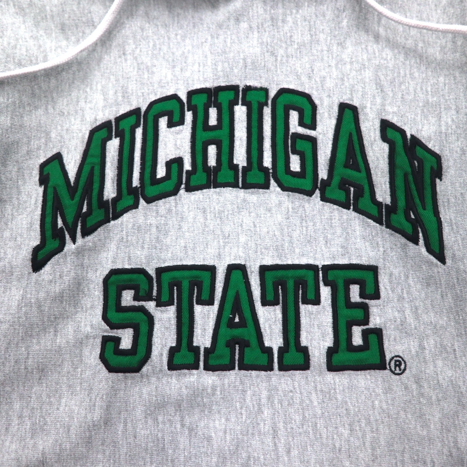 STEVE AND BARRY'S 90年代 リバースウィーブ プルオーバー パーカー XS グレー MICHIGAN STATE アーチロゴ