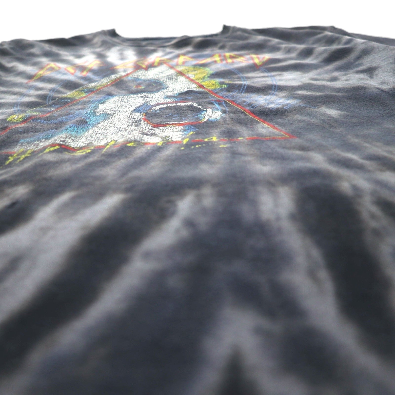 DEF LEPPARD Def Leppard T-shirt da gruppo rock M grigio tie-dye candeggiato Hysteria