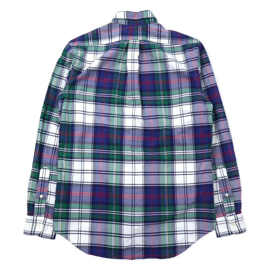 RALPH LAUREN Camicia Button-Down S Blu Verde a Quadri Cotone Ricamo Small Pony