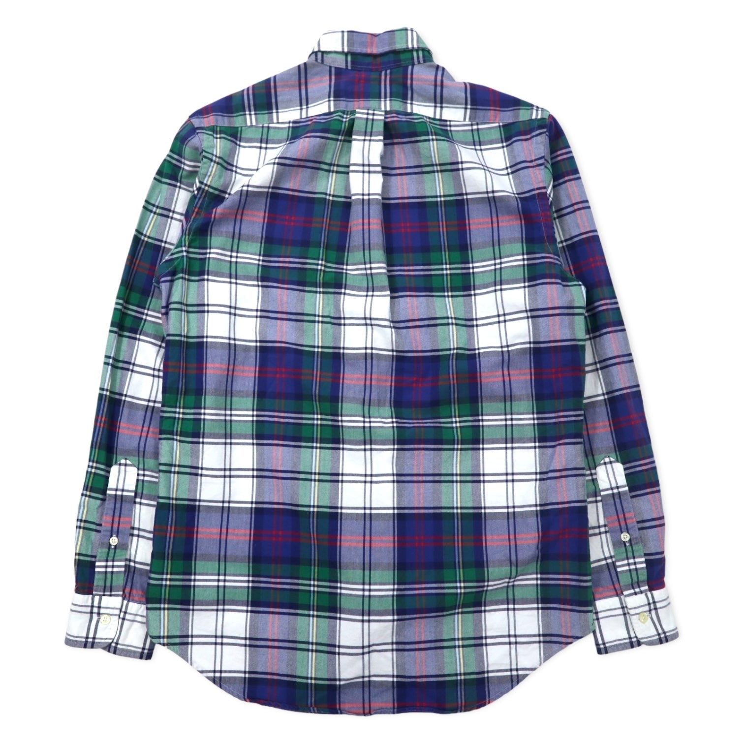 RALPH LAUREN Camicia Button-Down S Blu Verde a Quadri Cotone Ricamo Small Pony