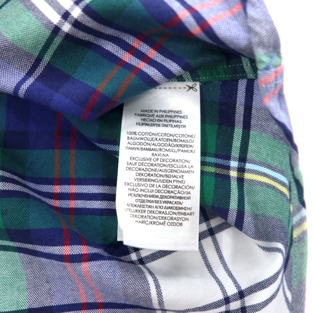 RALPH LAUREN Camicia Button-Down S Blu Verde a Quadri Cotone Ricamo Small Pony
