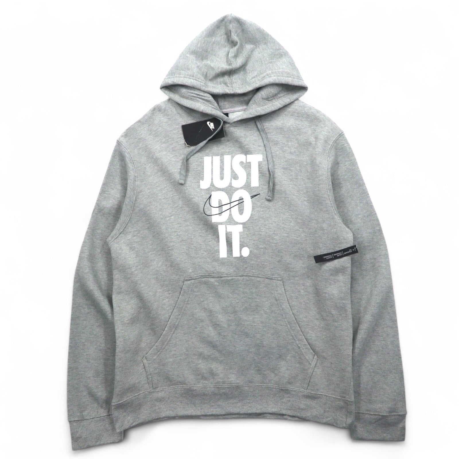 Felpa con cappuccio pullover NIKE L grigia JUST DO IT HOODIE 928717-063 Prodotto in Pakistan Articolo nuovo