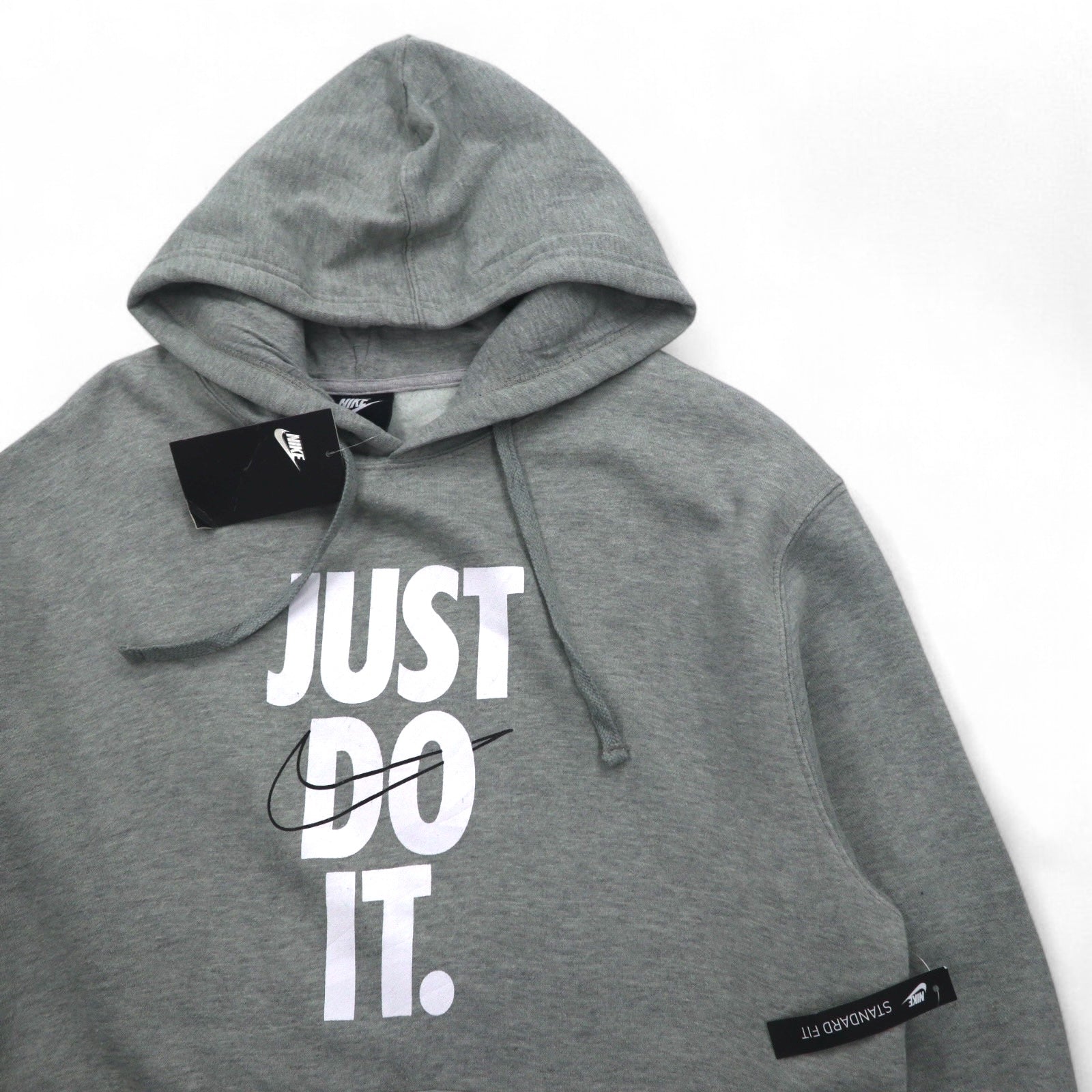 Felpa con cappuccio pullover NIKE L grigia JUST DO IT HOODIE 928717-063 Prodotto in Pakistan Articolo nuovo
