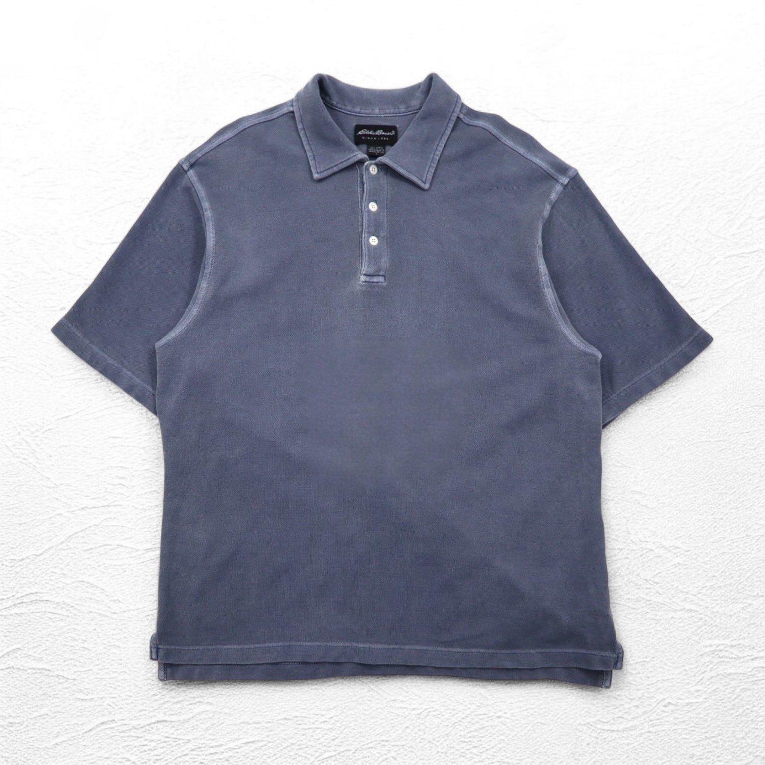 Eddie Bauer 90年代 ヴィンテージ加工 鹿の子 ポロシャツ L グレー コットン
