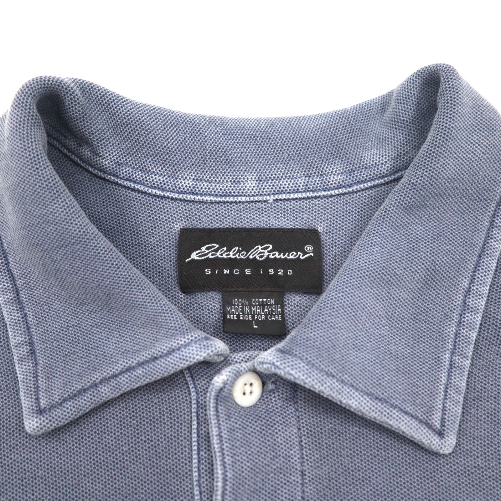 Eddie Bauer 90年代 ヴィンテージ加工 鹿の子 ポロシャツ L グレー コットン
