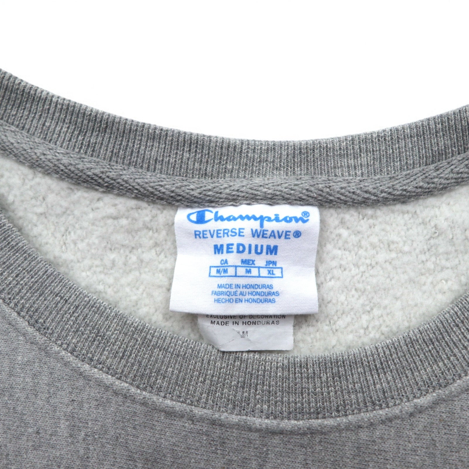 Champion Reverse Weave FELPA XL grigia etichetta blu riprodotta made in Honduras