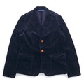 RALPH LAUREN Blazer in Velluto a Coste Anni '90, 2 Bottoni, Taglio Sartoriale, XL, Blu Navy, Bottoni in Cuoio
