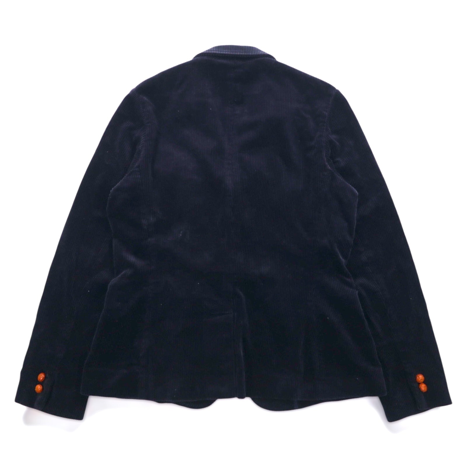 RALPH LAUREN Blazer in Velluto a Coste Anni '90, 2 Bottoni, Taglio Sartoriale, XL, Blu Navy, Bottoni in Cuoio