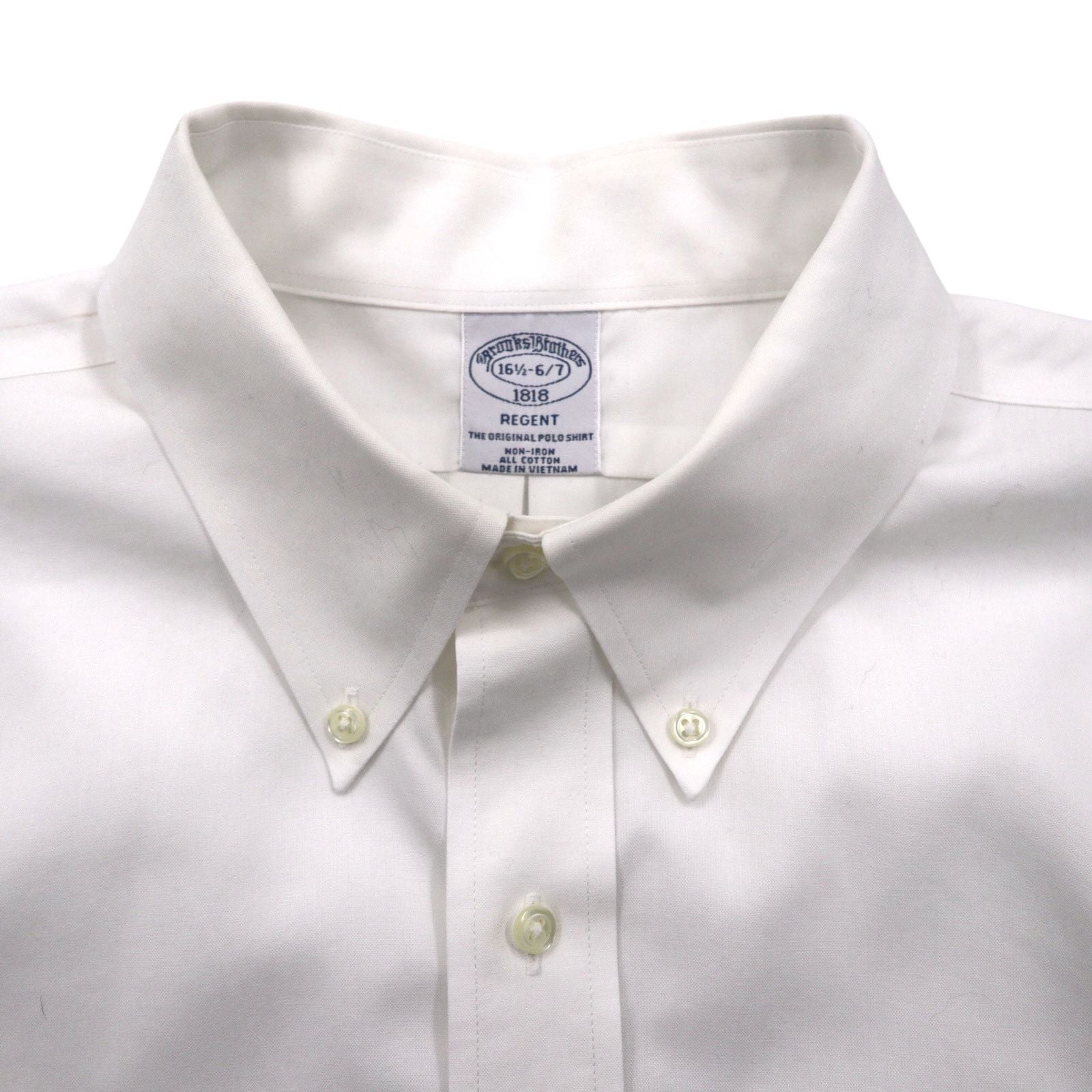 Brooks Brothers ボタンダウン シャツ XL ホワイト コットン ブロード 胸ポケット REGENT ノンアイロン