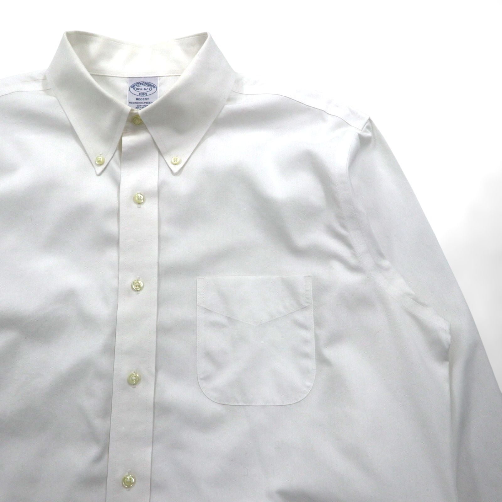 Brooks Brothers ボタンダウン シャツ XL ホワイト コットン ブロード 胸ポケット REGENT ノンアイロン