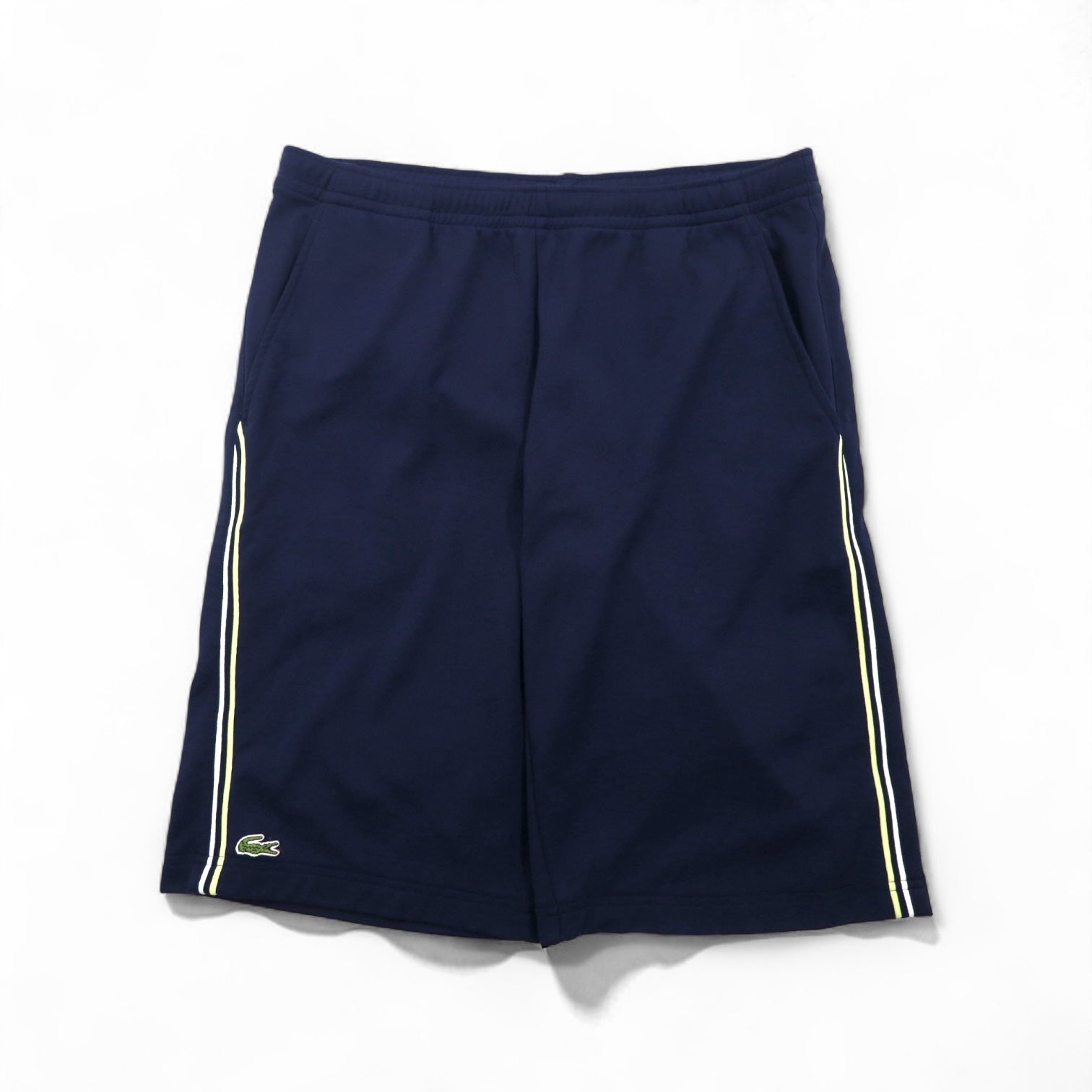 LACOSTE SPORT Anni '90 Pantaloncini corti facili con striscia laterale Pantaloncini sportivi Jersey L Blu navy H1891