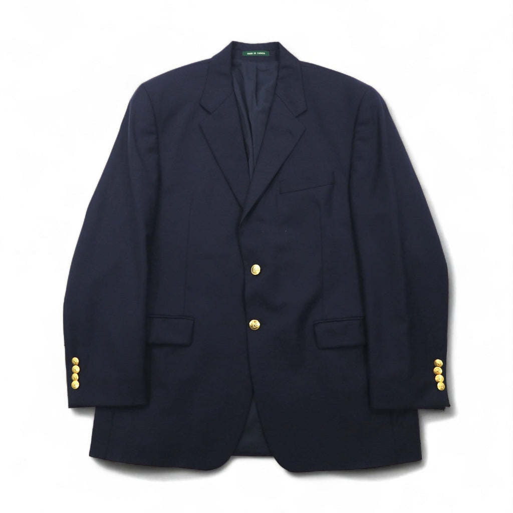 LAUREN RALPH LAUREN 90年代 カナダ製 2B テーラードジャケット ブレザー 紺ブレ XL ネイビー ウール ギャバジン 金ボタン