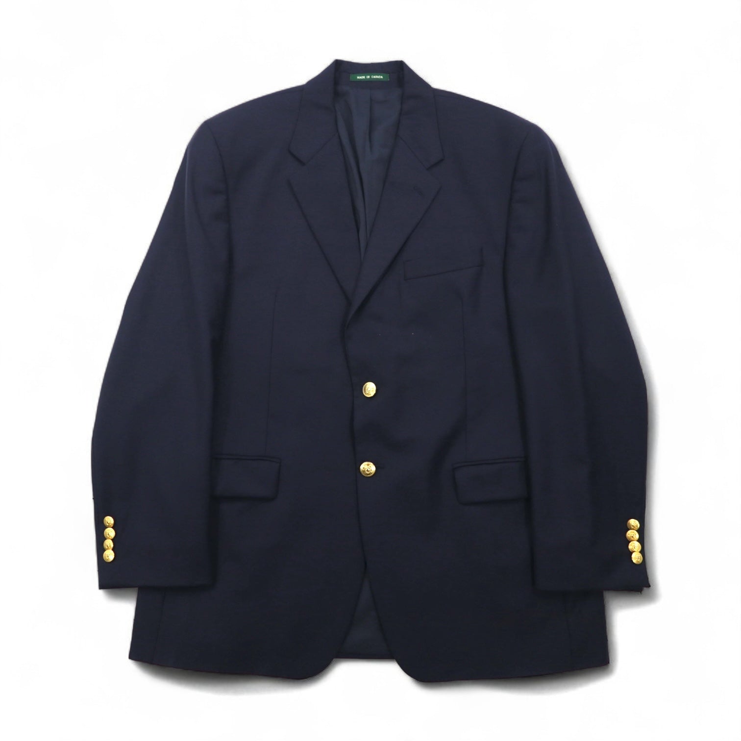 LAUREN RALPH LAUREN 90年代 カナダ製 2B テーラードジャケット ブレザー 紺ブレ XL ネイビー ウール ギャバジン 金ボタン