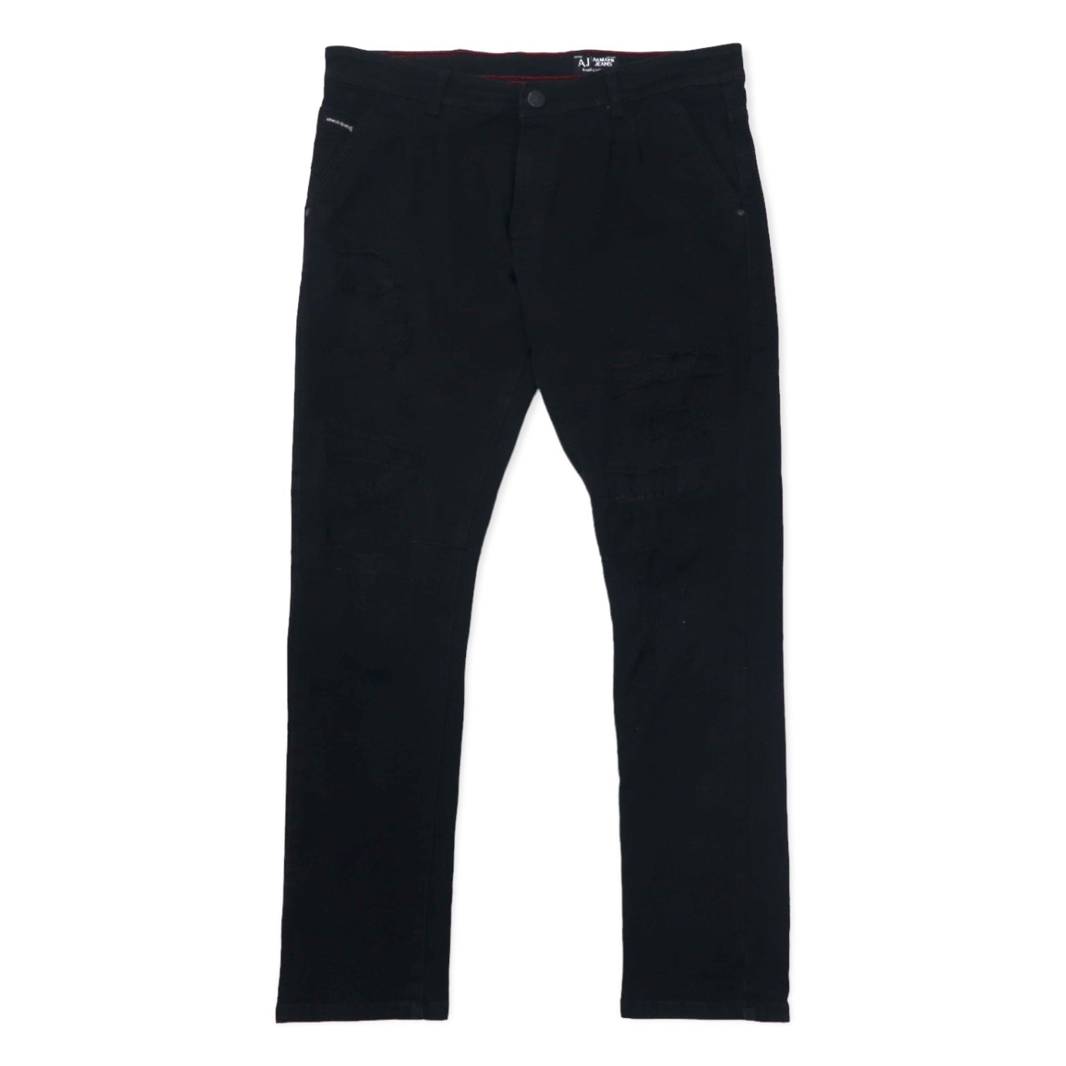 ARMANY JEANS Made in Italy Jeans neri strappati Denim pants 36 Cotone Affusolati Stretch Chiusura a zip